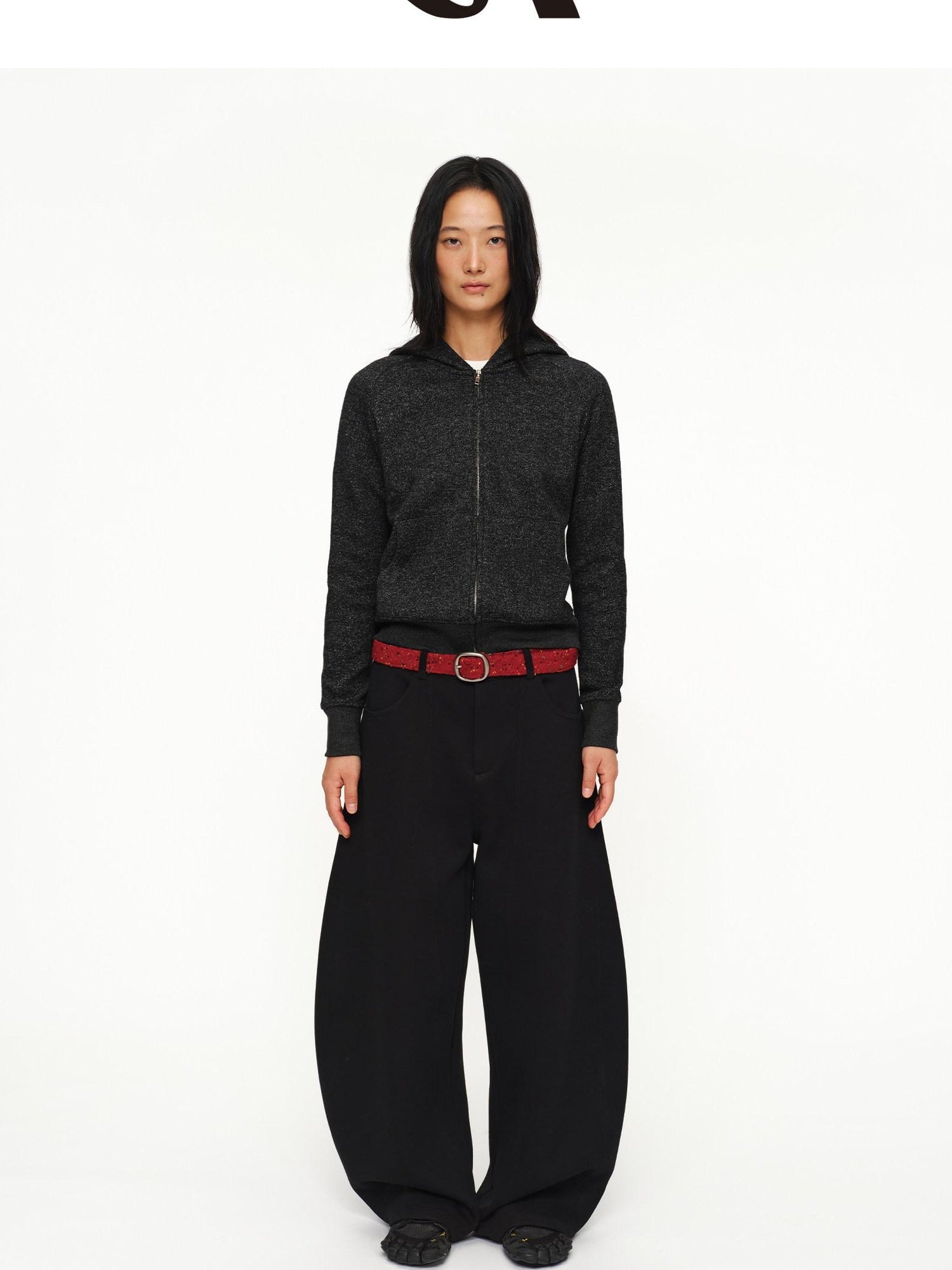 oinimi Shape Retaining Wide Leg Knit Cotton Zip Fly Unisex Work Black Navy Pants