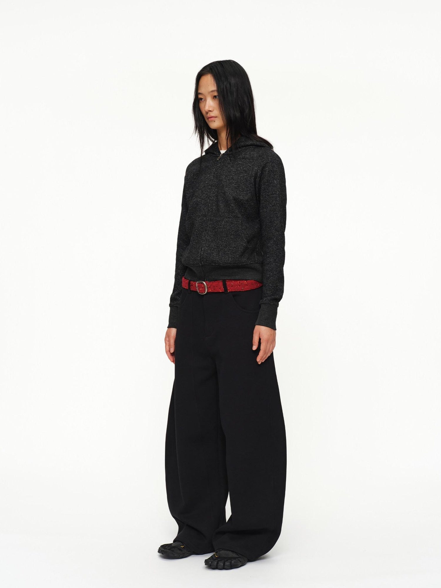 oinimi Shape Retaining Wide Leg Knit Cotton Zip Fly Unisex Work Black Navy Pants