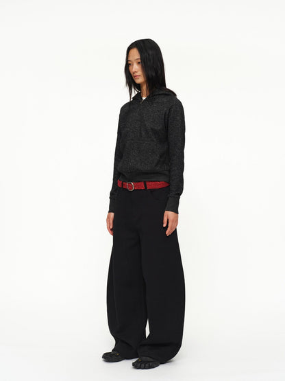 oinimi Shape Retaining Wide Leg Knit Cotton Zip Fly Unisex Work Black Navy Pants