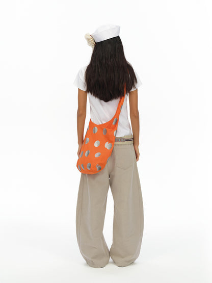 oinimi Silver Gradient Dot Pattern Orange Crossbody Bag