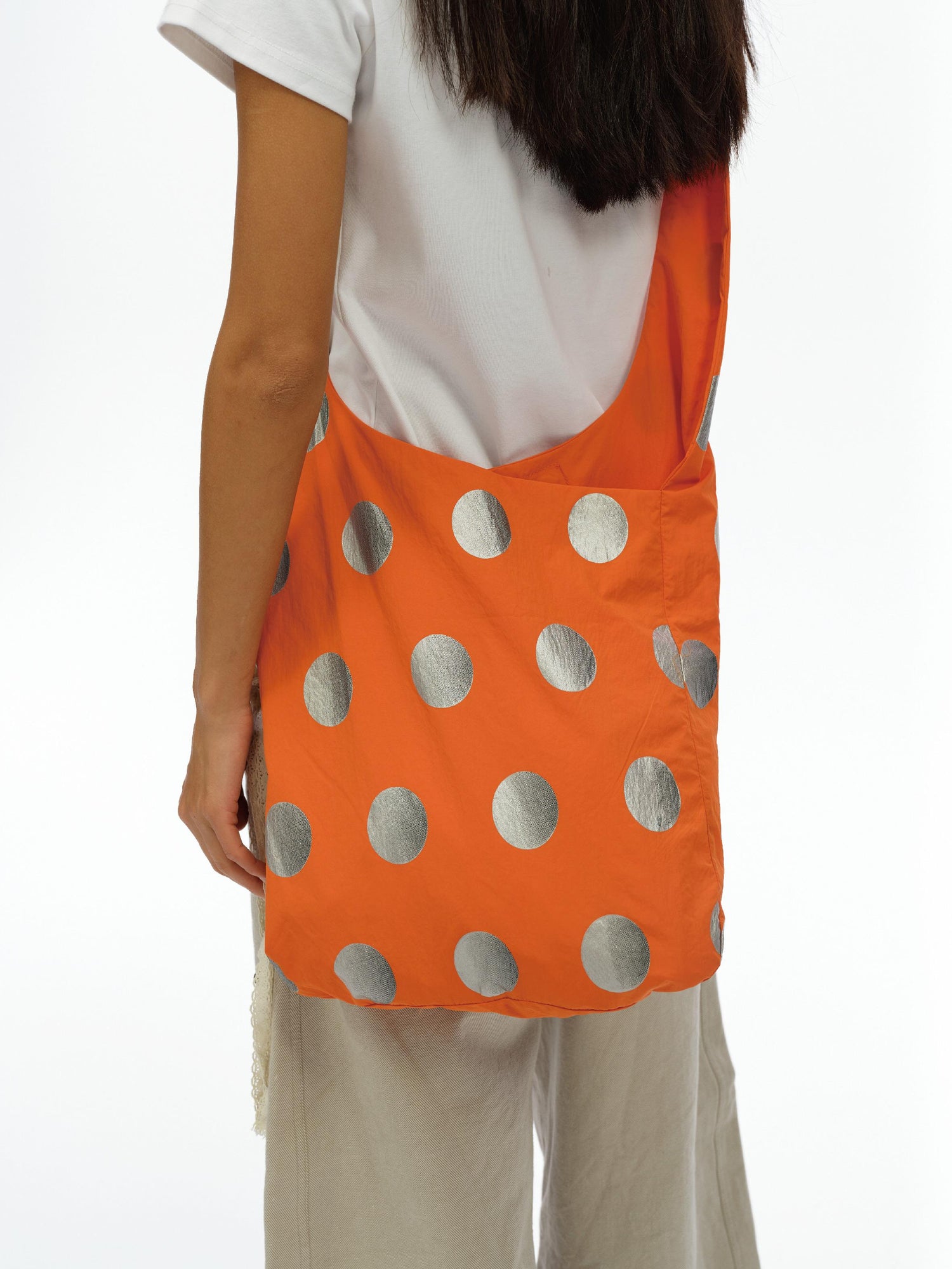 oinimi Silver Gradient Dot Pattern Orange Crossbody Bag