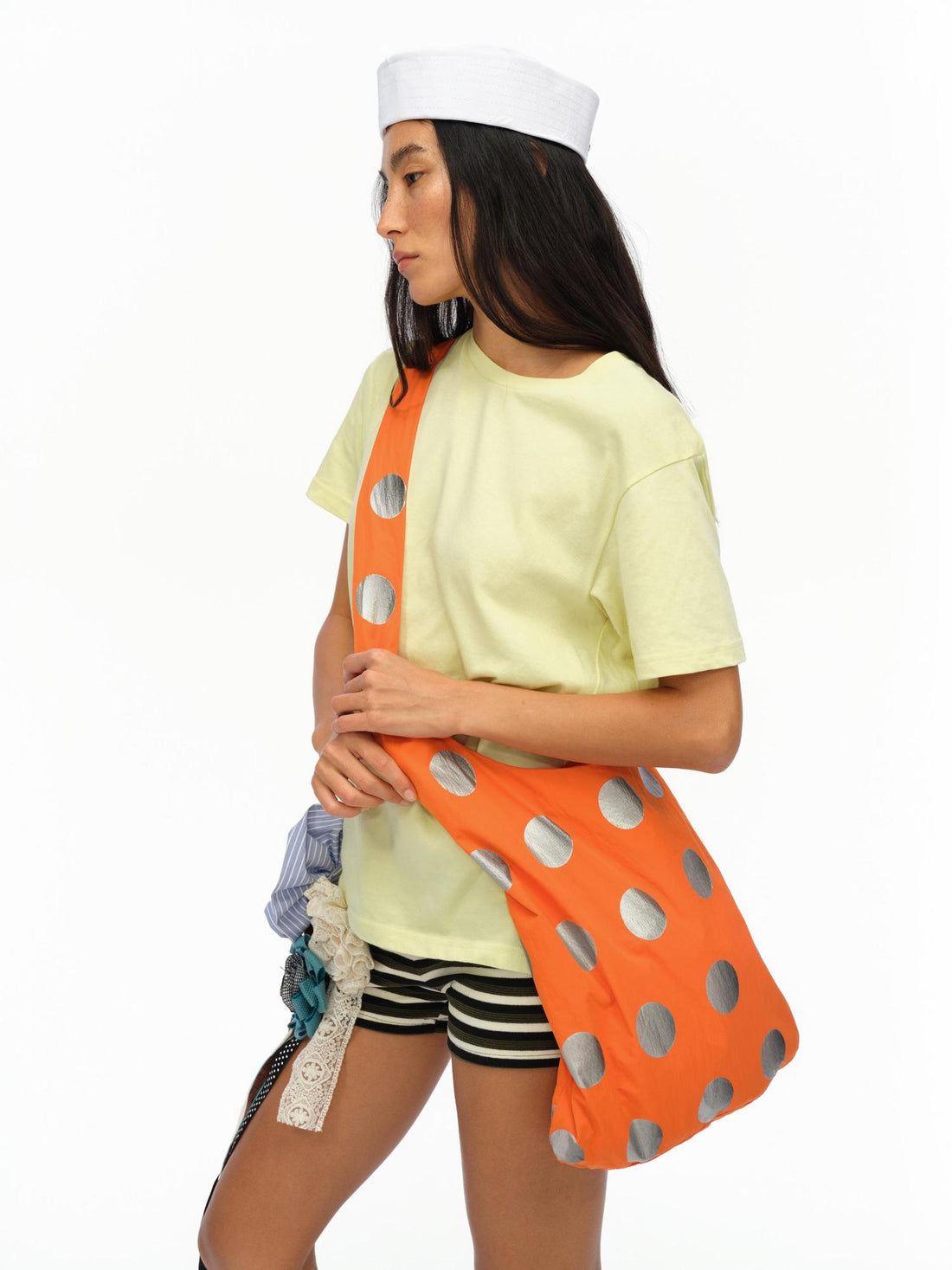 oinimi Silver Gradient Dot Pattern Orange Crossbody Bag
