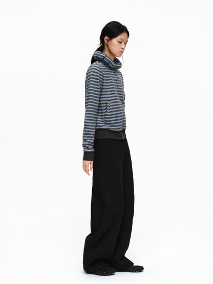 oinimi Slim Striped Zip Hooded Cardigan Minimal Commuter Unisex Hoodies