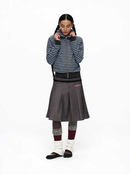 oinimi Slim Striped Zip Hooded Cardigan Minimal Commuter Unisex Hoodies
