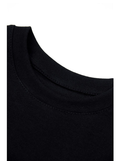 oinimi Soft Cotton Unisex T-Shirt Black White Slim Fit Crew Neck Tee