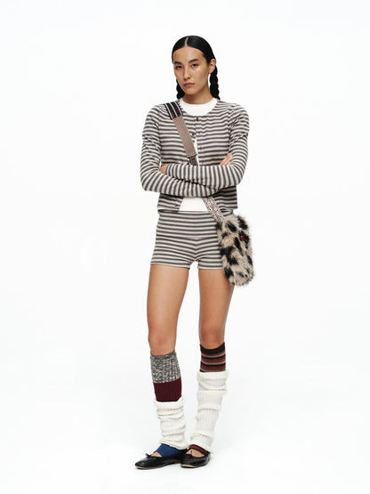 oinimi Soft Faux Fur Patchwork Crossbody Casual Everyday Animal Print Bag