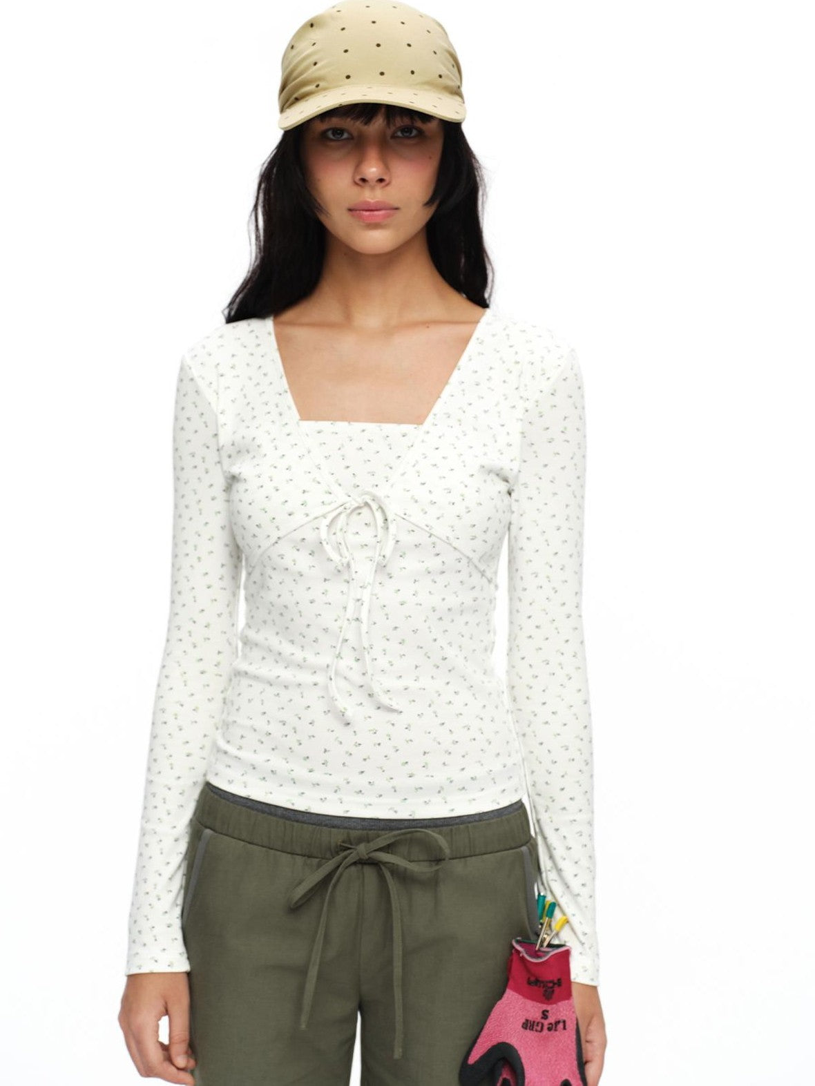 oinimi Soft Floral Faux Two Piece Slim Women&