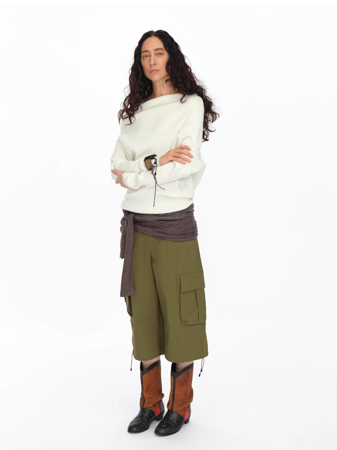 oinimi Soft Sculpted Draped Asymmetrical Knit Sweater