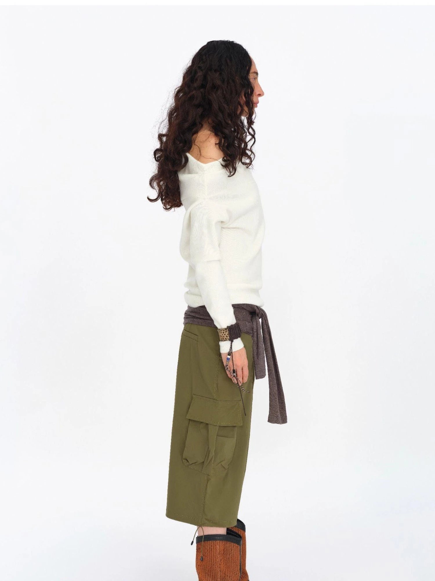 Soft Sculpted Draped Asymmetrical Knit Sweater