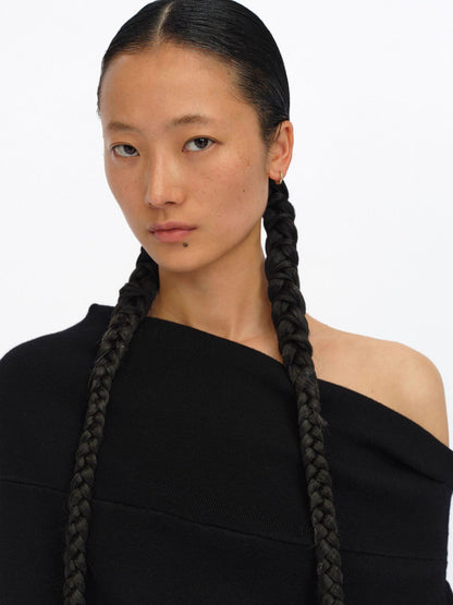 oinimi Soft Sculpted Draped Asymmetrical Knit Sweater