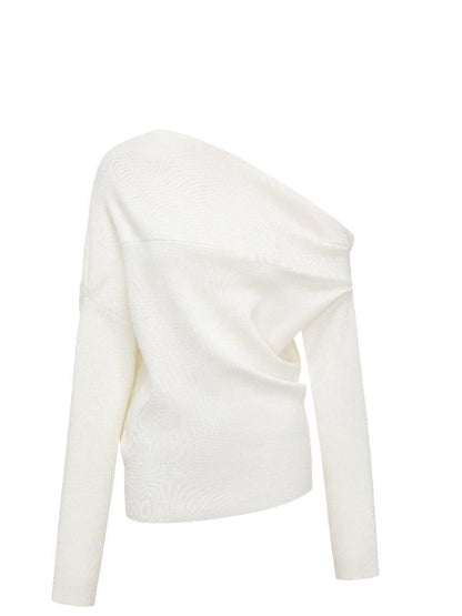 oinimi Soft Sculpted Draped Asymmetrical Knit Sweater
