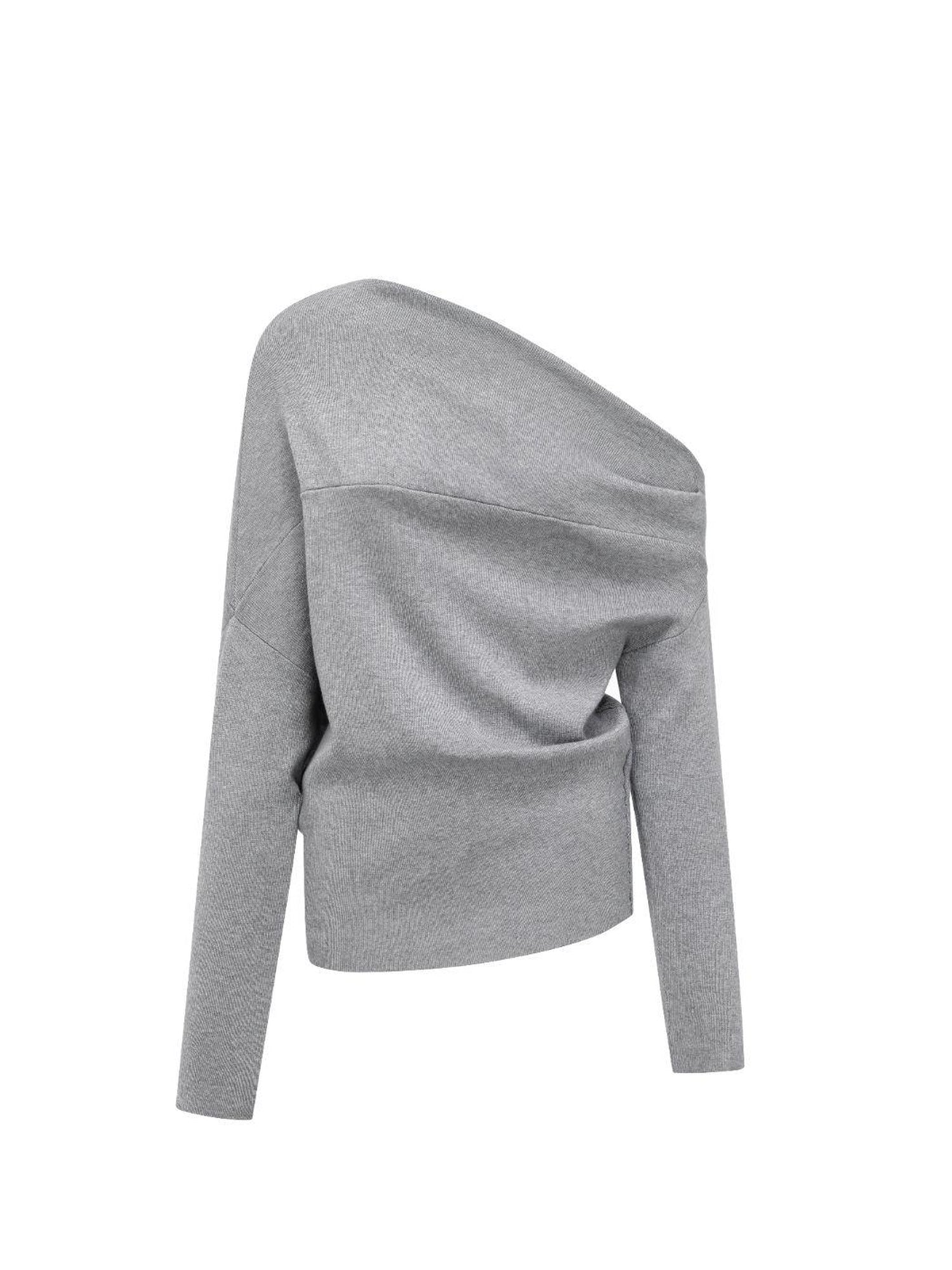 oinimi Soft Sculpted Draped Asymmetrical Knit Sweater