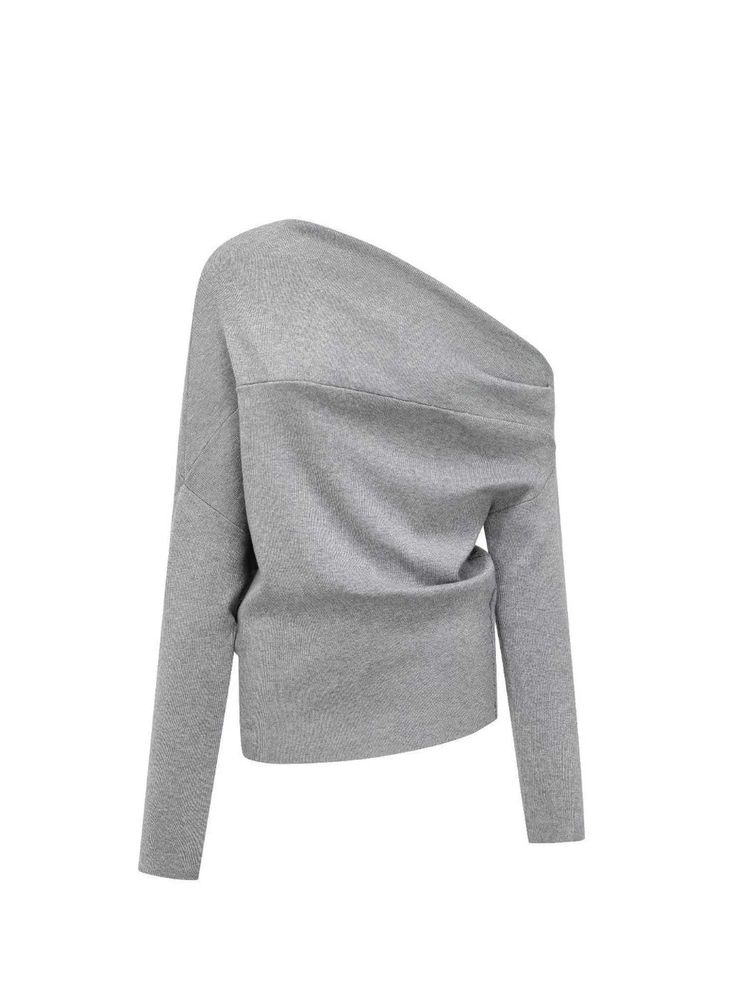 Soft Sculpted Draped Asymmetrical Knit Sweater