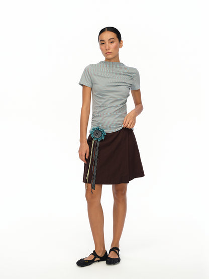 oinimi Soft Sculpted Pleated Tee Fitted Waist