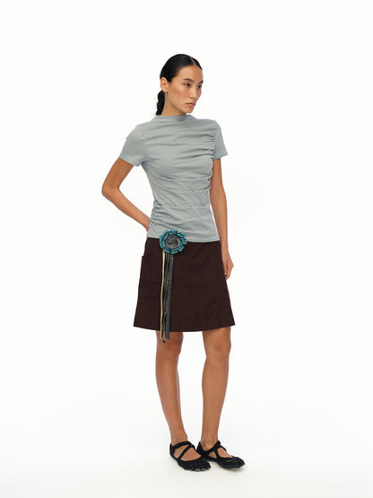 oinimi Soft Sculpted Pleated Tee Fitted Waist