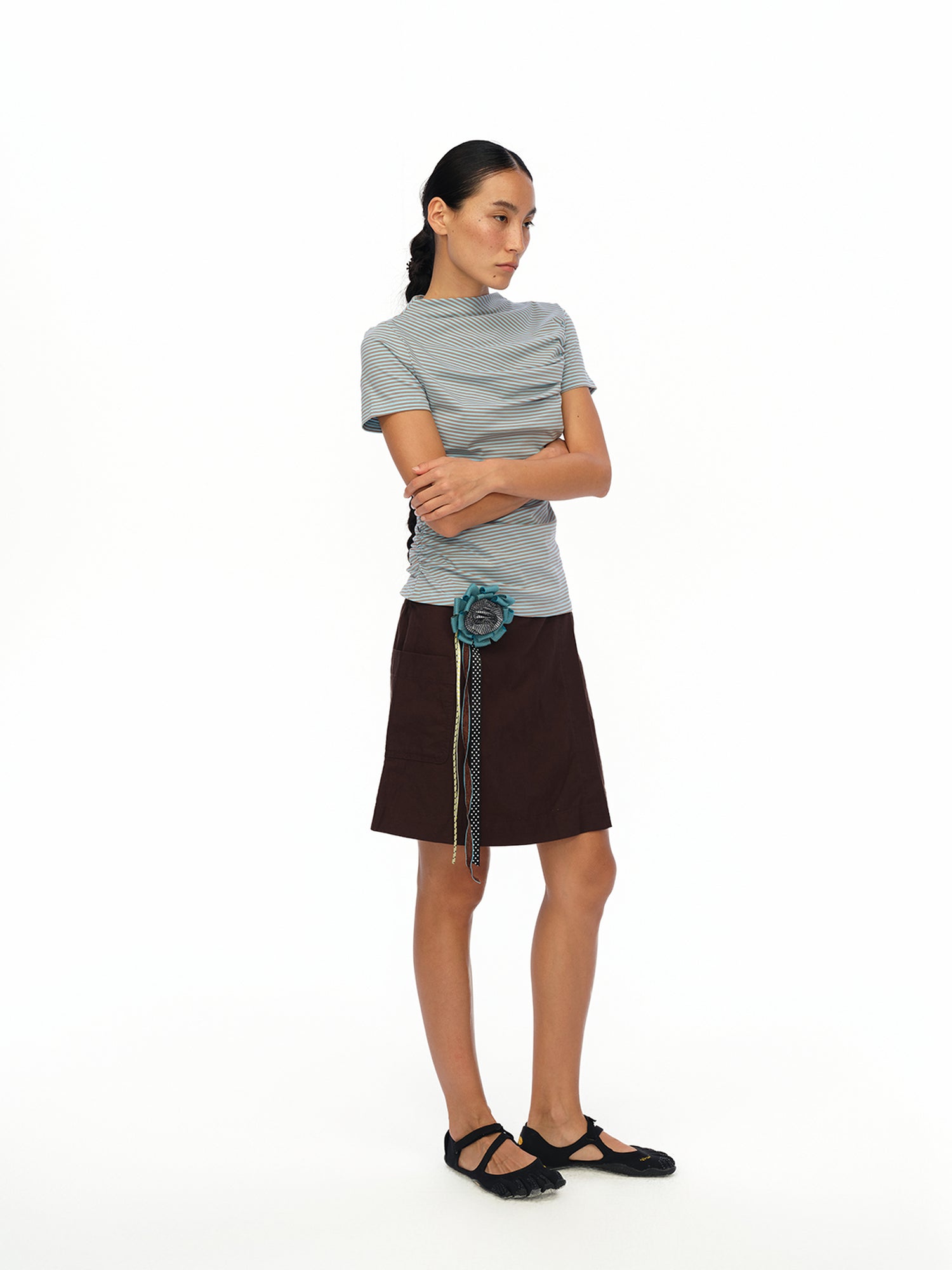 oinimi Soft Sculpted Pleated Tee Fitted Waist