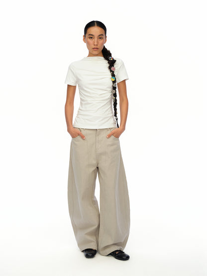 oinimi Soft Sculpted Pleated Tee Fitted Waist