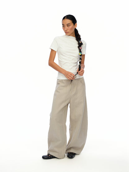 oinimi Soft Sculpted Pleated Tee Fitted Waist