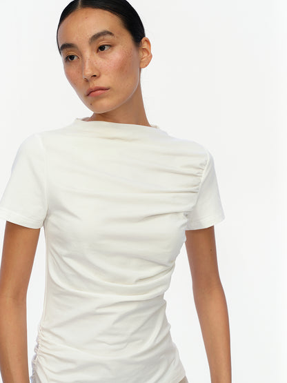oinimi Soft Sculpted Pleated Tee Fitted Waist