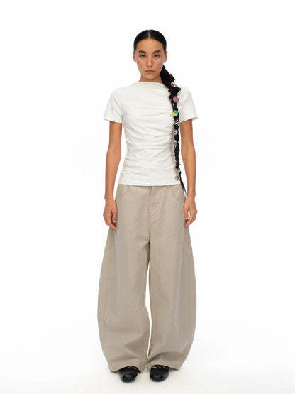oinimi Soft Sculpted Pleated Tee Fitted Waist