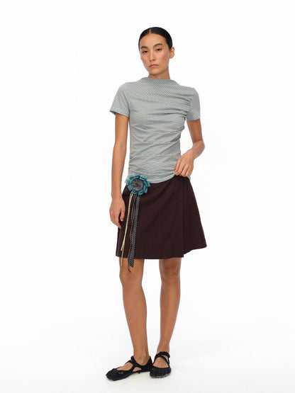 oinimi Soft Sculpted Pleated Tee Fitted Waist