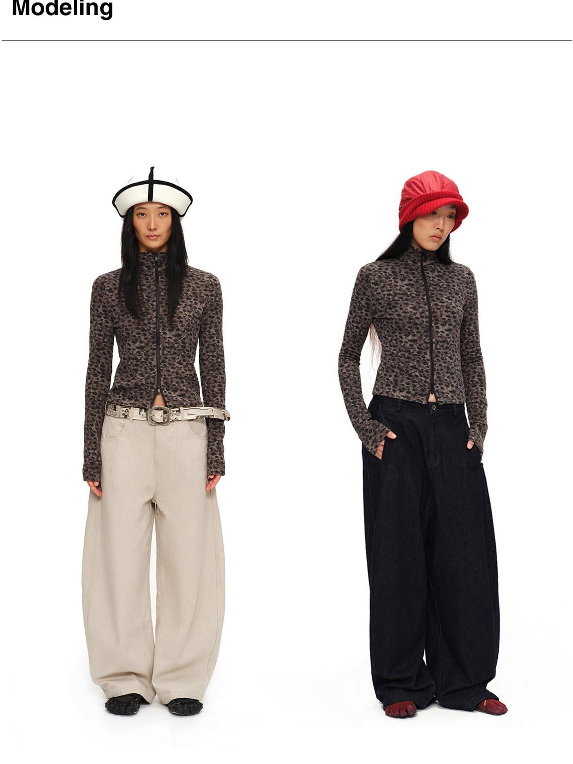 oinimi Soft Warm Slim Fit Leopard Print Zip Up Stand Collar Women Brown Cardigans