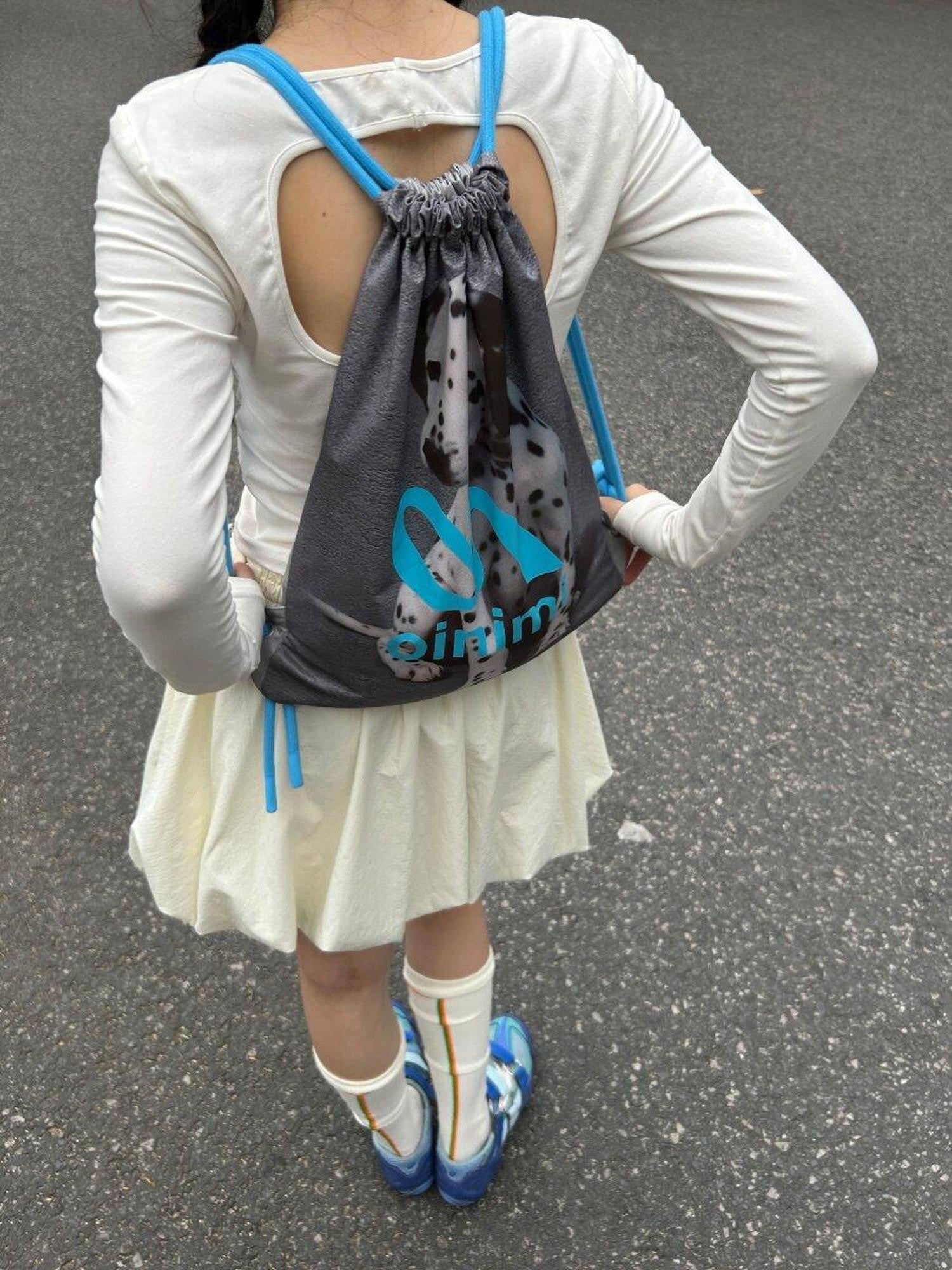 oinimi Spotted Puppy Print Reversible Drawstring Women&