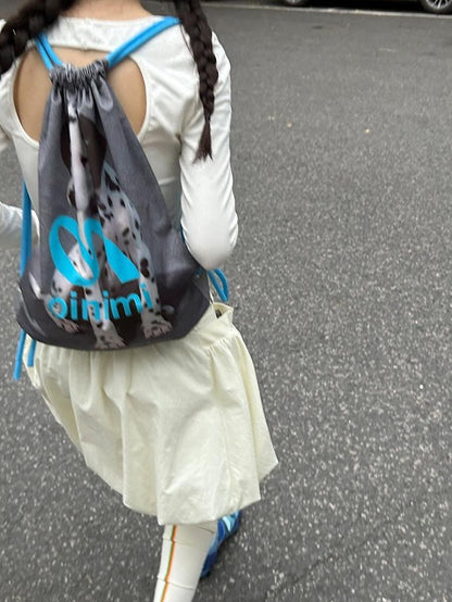 oinimi Spotted Puppy Print Reversible Drawstring Women&
