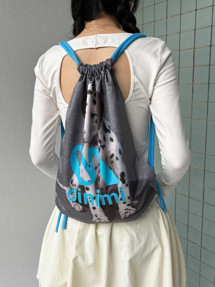 oinimi Spotted Puppy Print Reversible Drawstring Women&