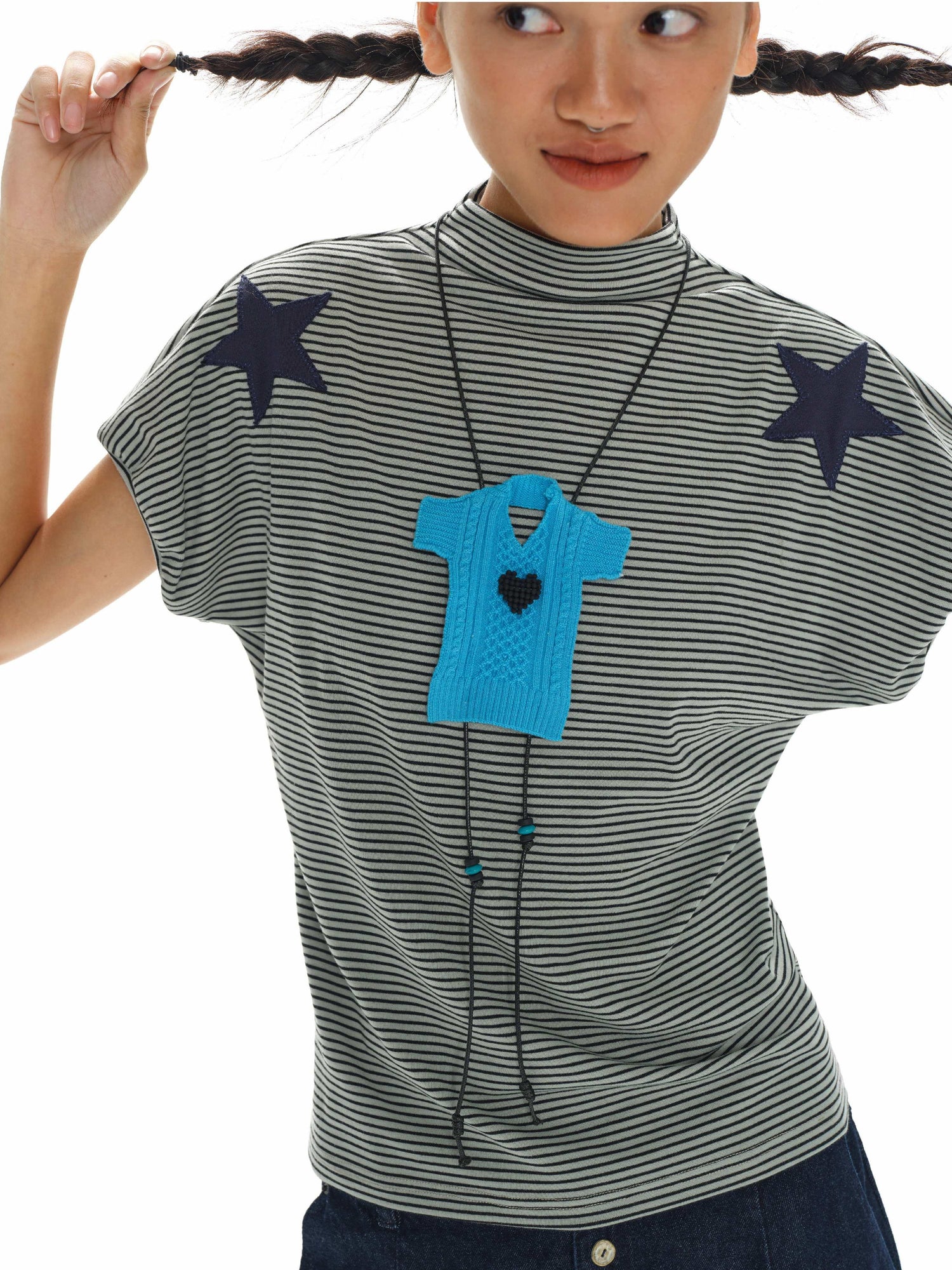 oinimi Stars And Stripes Patchwork Crewneck Tee