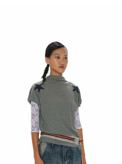 oinimi Stars And Stripes Patchwork Crewneck Tee
