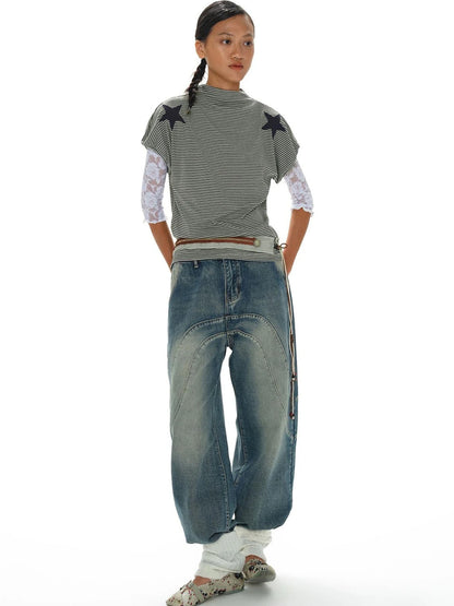 Stars And Stripes Patchwork Crewneck Tee