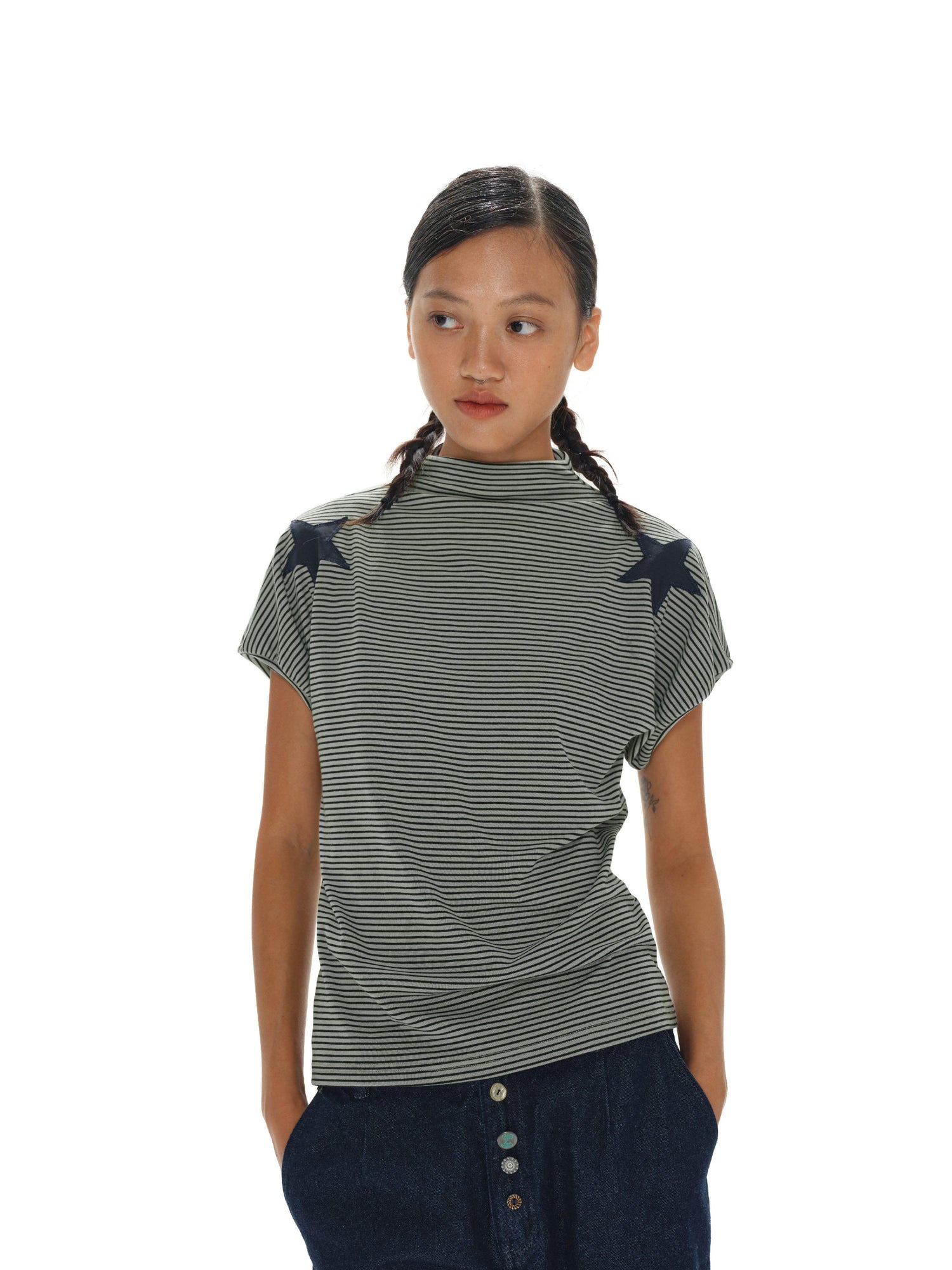 oinimi Stars And Stripes Patchwork Crewneck Tee