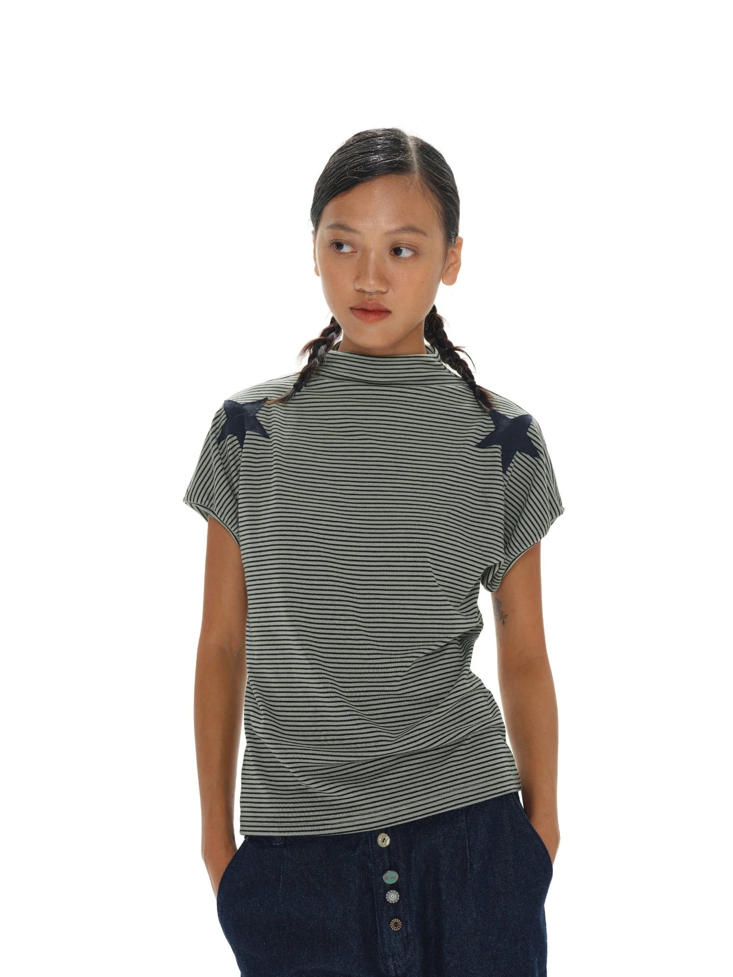 Stars And Stripes Patchwork Crewneck Tee