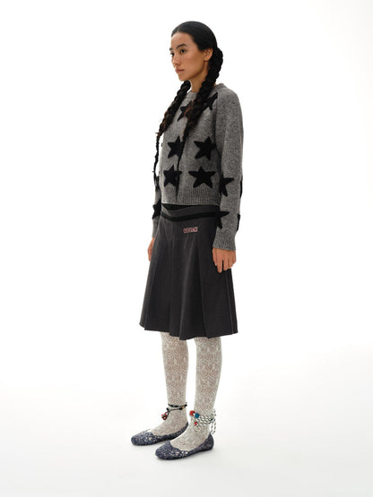 oinimi Stars Pattern Textured Jacquard Knit Sweater
