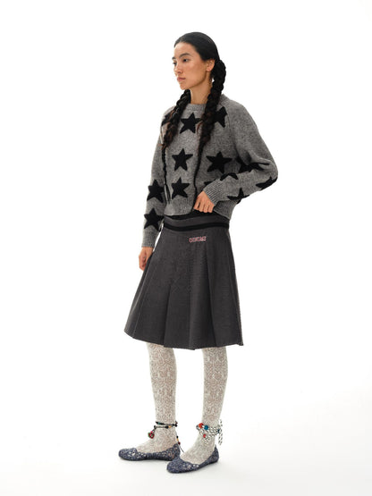oinimi Stars Pattern Textured Jacquard Knit Sweater