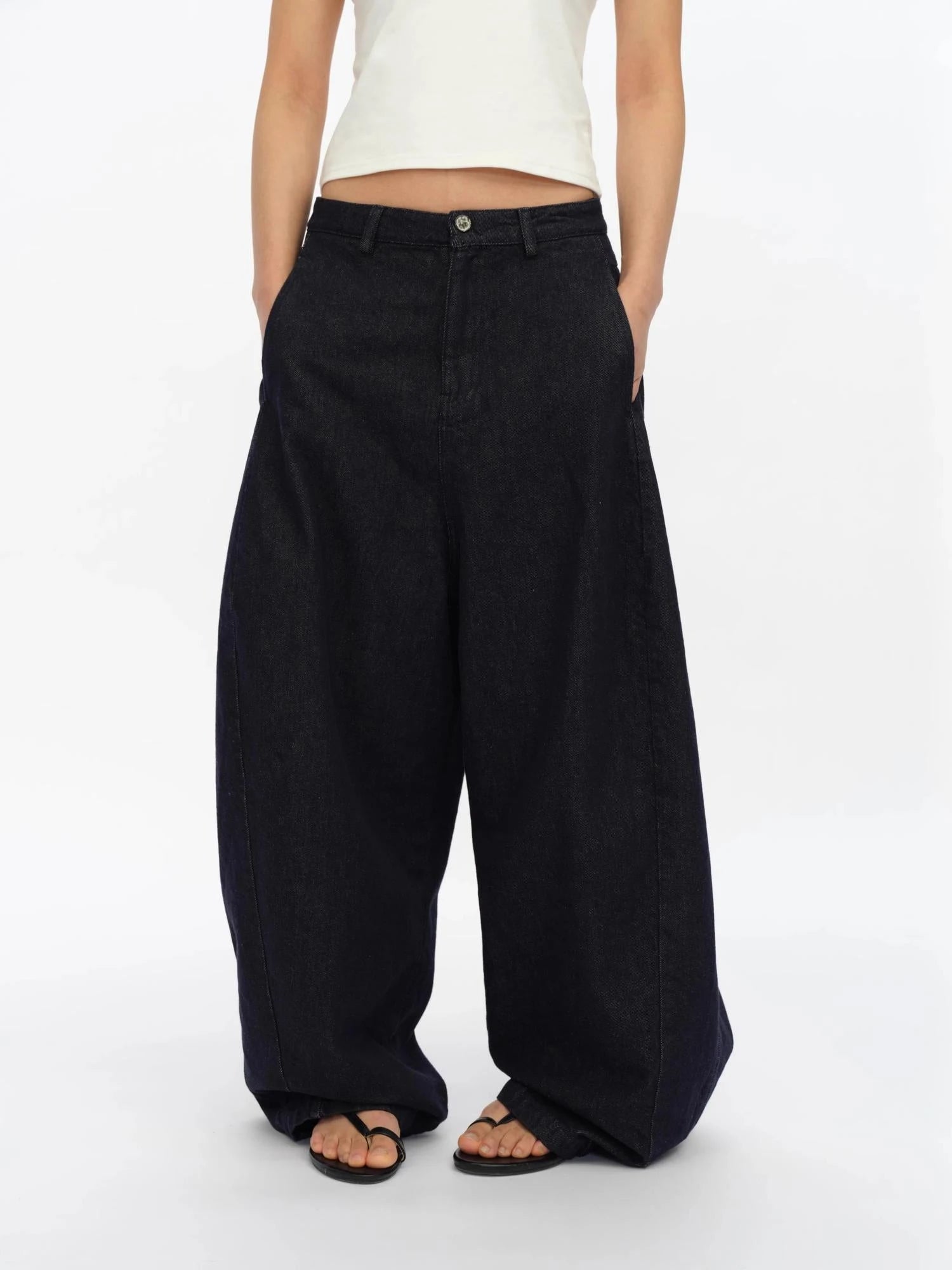 Straight Leg Denim Jeans Dark Wash Loose Fit Four Seasons Staple