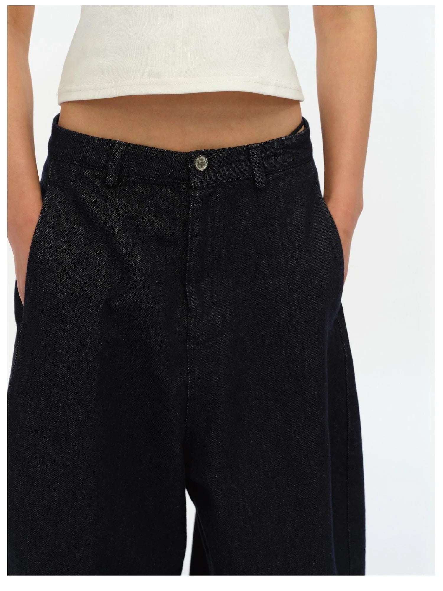 Straight Leg Denim Jeans Dark Wash Loose Fit Four Seasons Staple