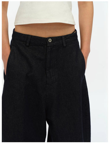 Straight Leg Denim Jeans Dark Wash Loose Fit Four Seasons Staple