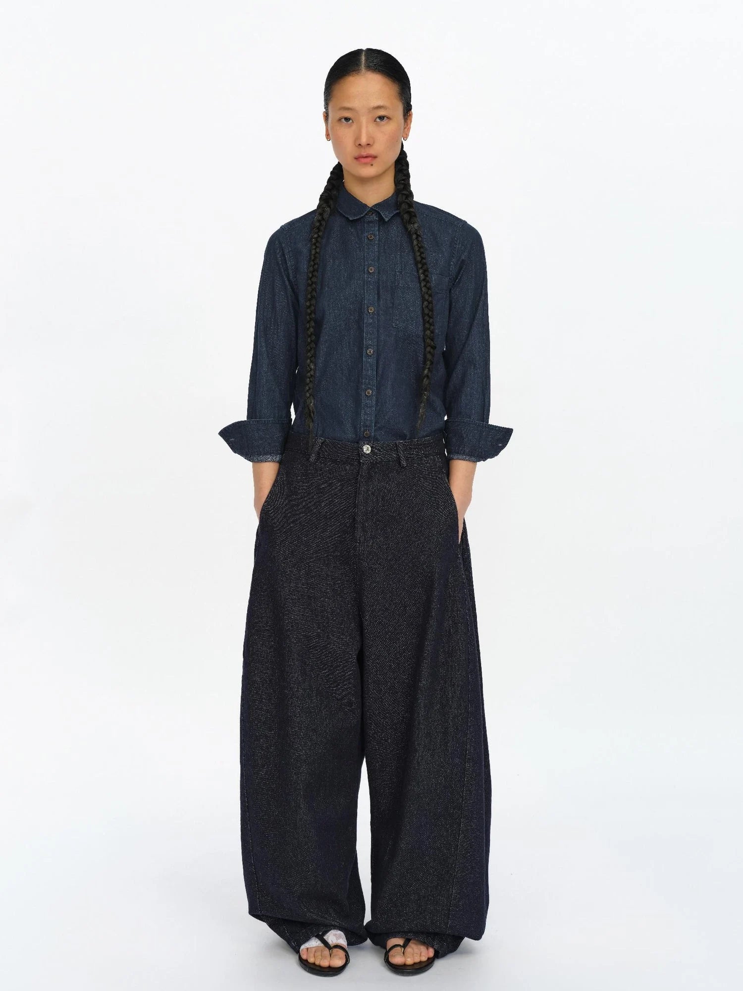 Straight Leg Denim Jeans Dark Wash Loose Fit Four Seasons Staple