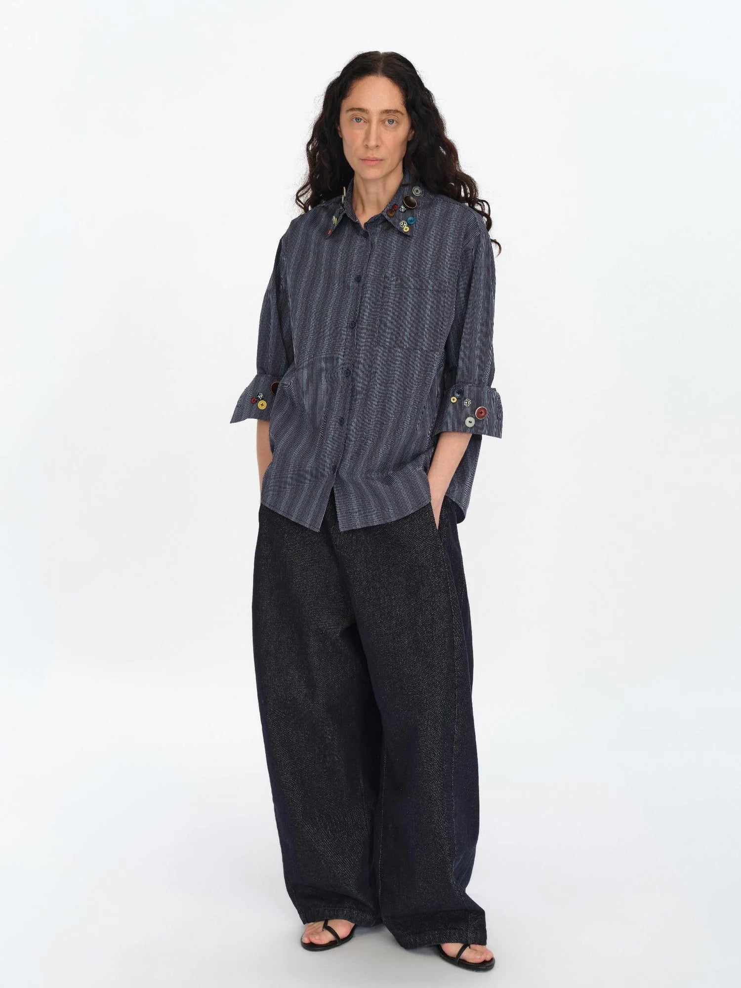 Straight Leg Denim Jeans Dark Wash Loose Fit Four Seasons Staple