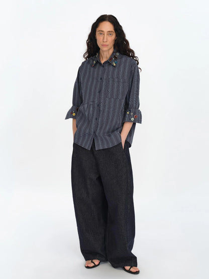 Straight Leg Denim Jeans Dark Wash Loose Fit Four Seasons Staple