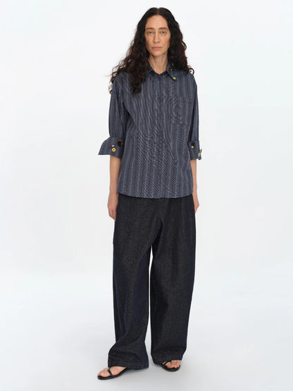 Straight Leg Denim Jeans Dark Wash Loose Fit Four Seasons Staple