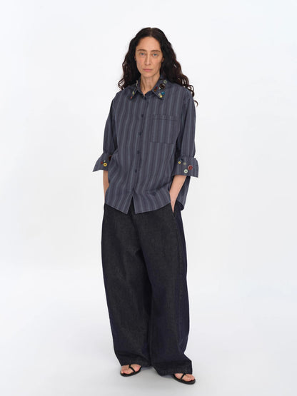 oinimi Straight Leg Denim Jeans Dark Wash Loose Fit Four Seasons Staple