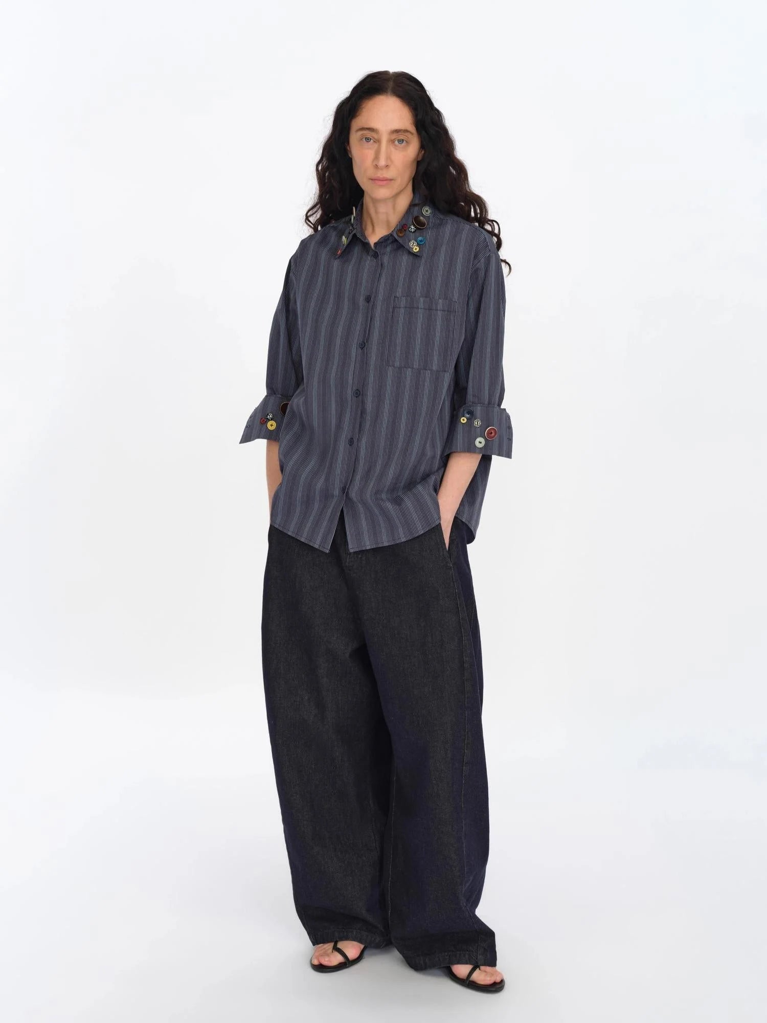 Straight Leg Denim Jeans Dark Wash Loose Fit Four Seasons Staple