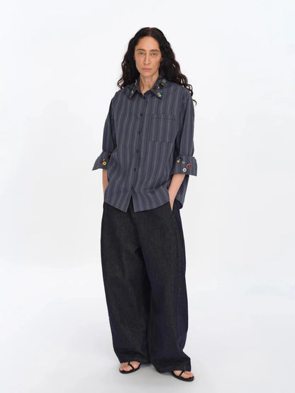 Straight Leg Denim Jeans Dark Wash Loose Fit Four Seasons Staple