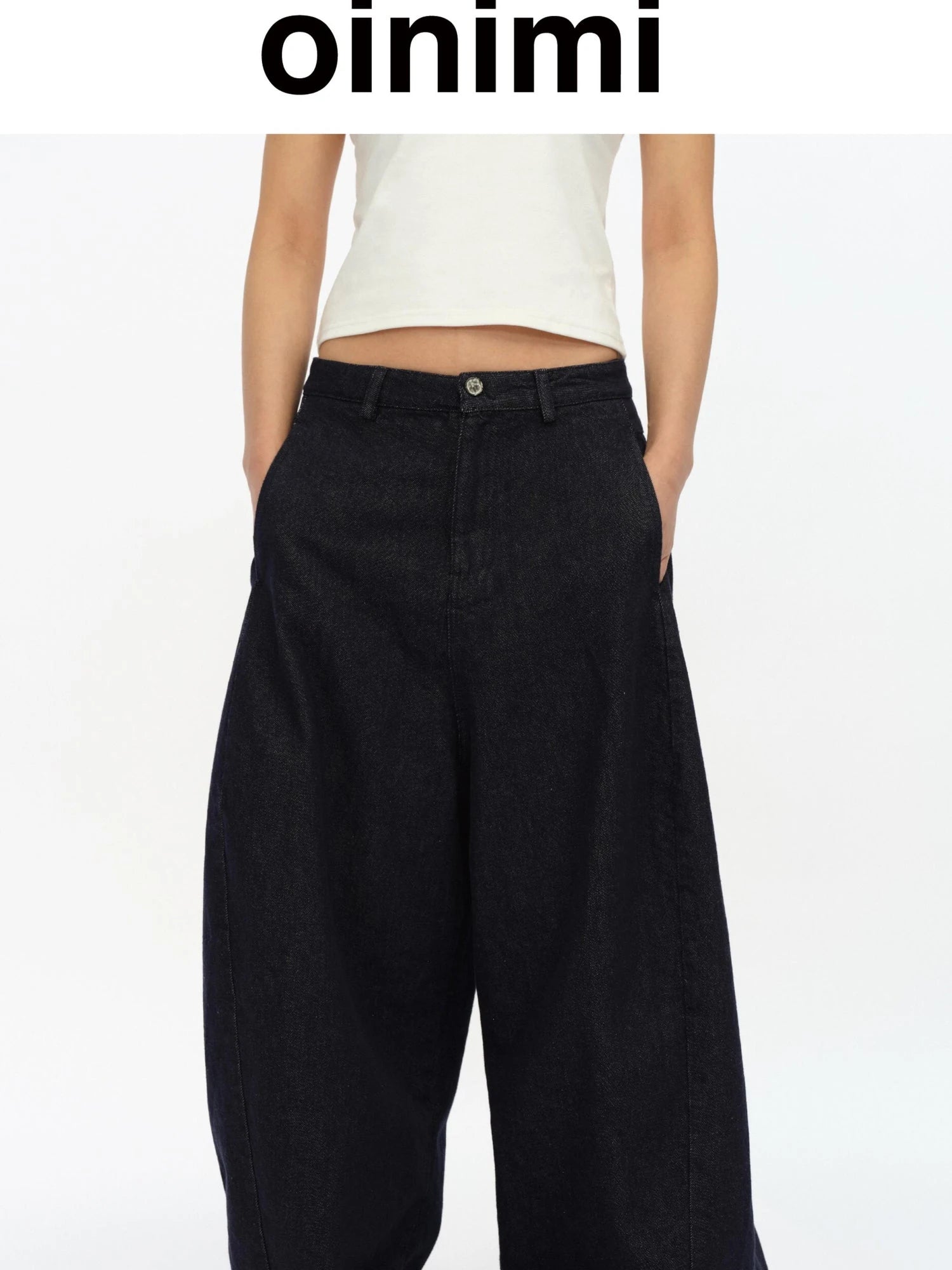 Straight Leg Denim Jeans Dark Wash Loose Fit Four Seasons Staple