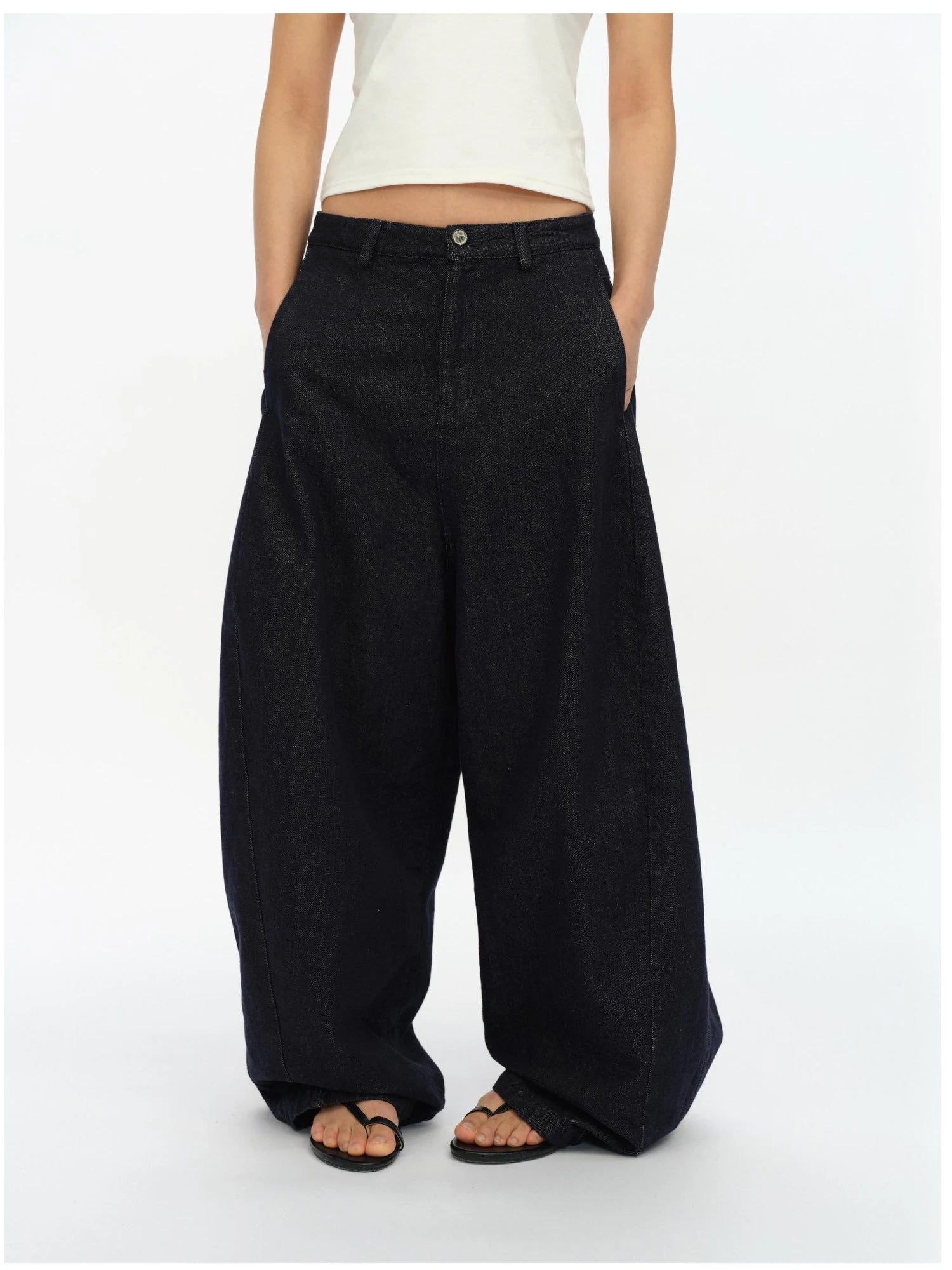 Straight Leg Denim Jeans Dark Wash Loose Fit Four Seasons Staple