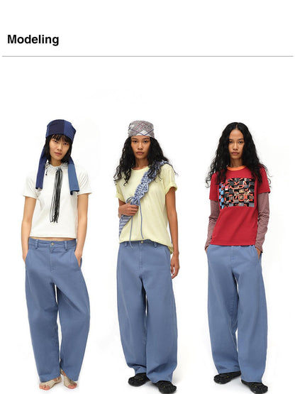 oinimi Straight Leg Washed Work Pants Relaxed Fit