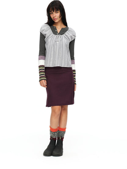 oinimi Striped Floral Patchwork Ruched Sleeves Women&